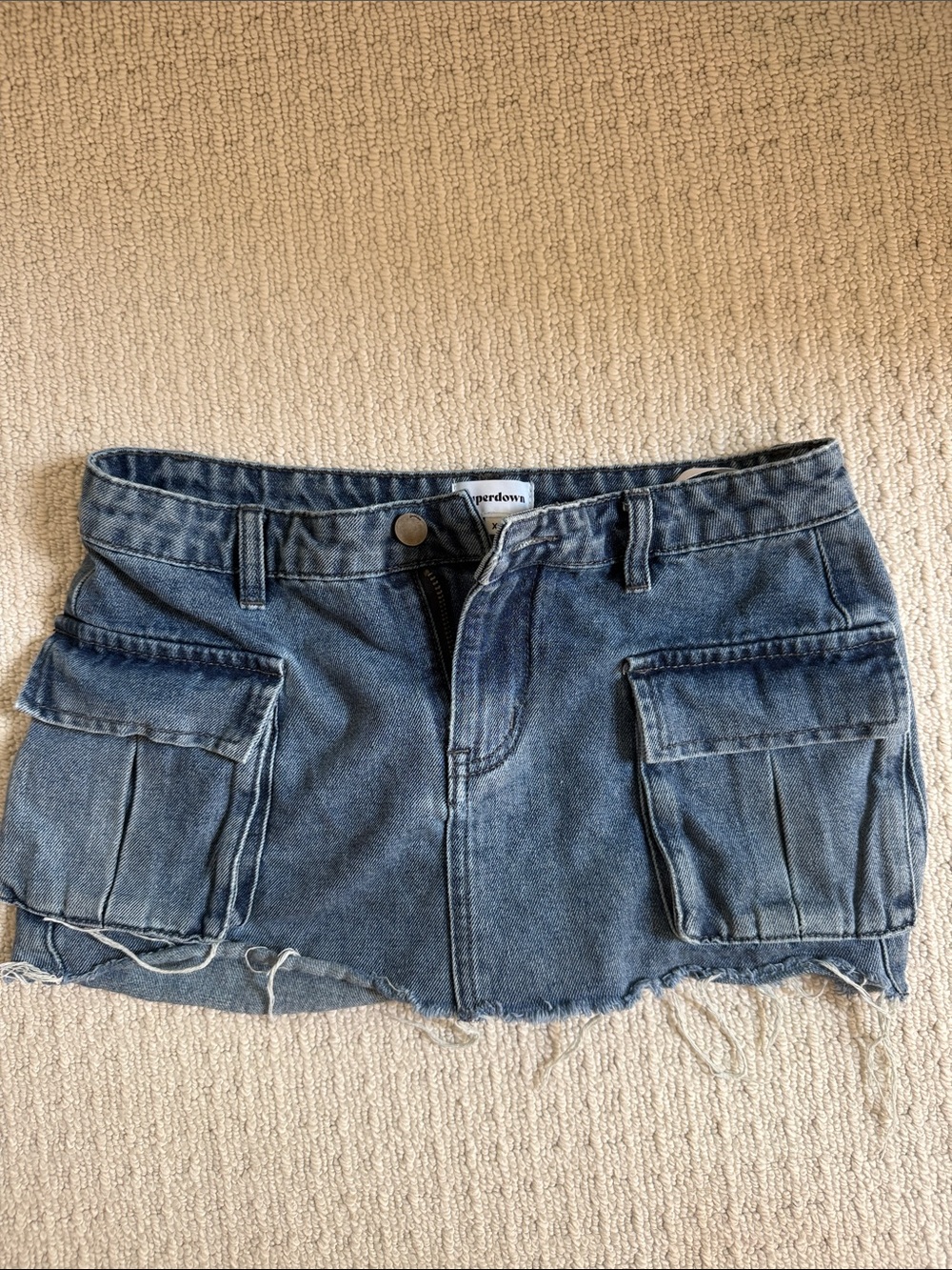 superdown Blue Denim Cargo Mini Skirt
